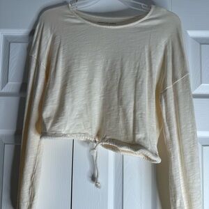 American Eagle Outfitters Women's Cream Long Sleeve Top